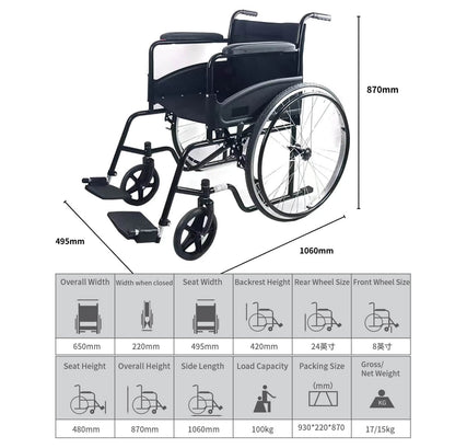 Manual wheelchair with low backrest-JS011