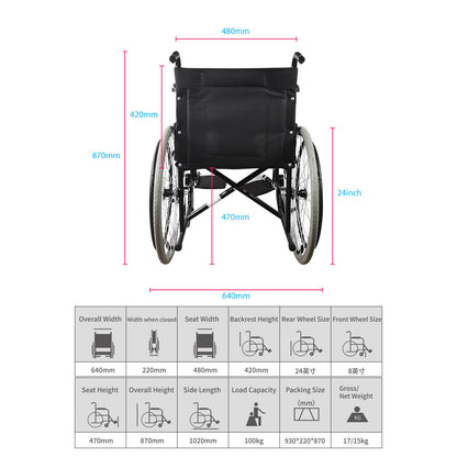 Manual wheelchair with low backrest-JS001