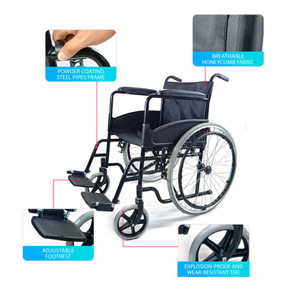 Manual wheelchair with low backrest-JS001