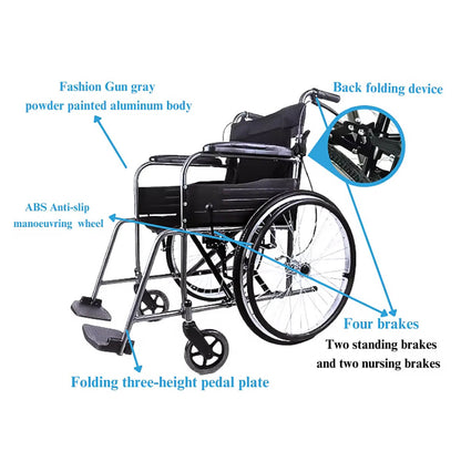 Manual wheelchair with low backrest-JS002