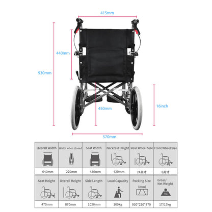 Manual wheelchair with low backrest-JS007