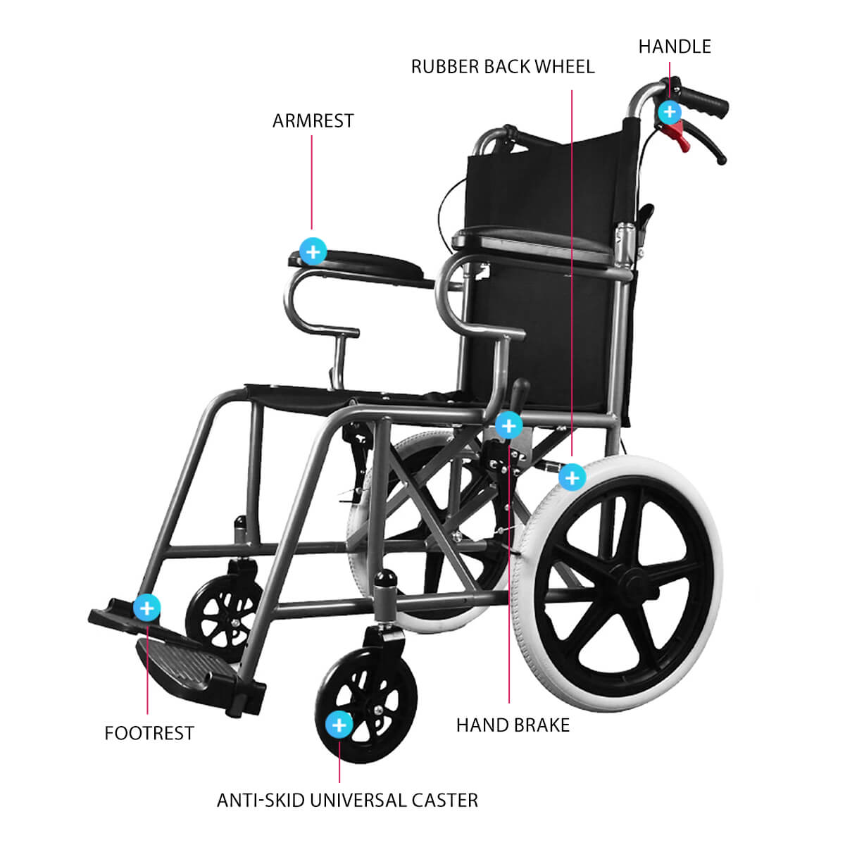 Manual wheelchair with low backrest-JS007