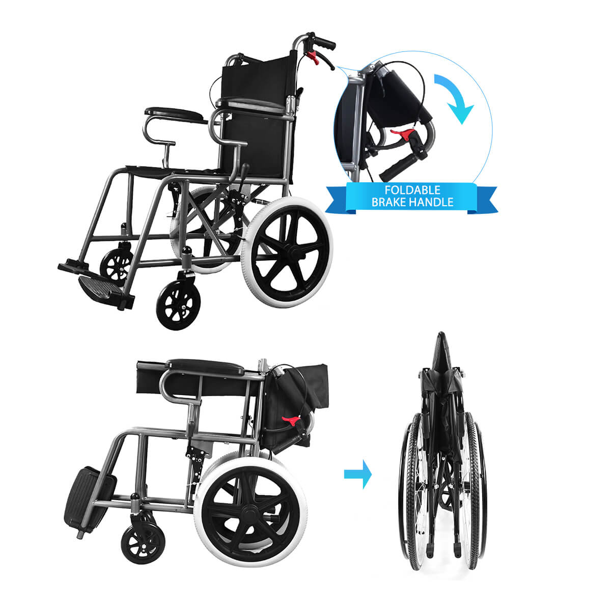 Manual wheelchair with low backrest-JS007